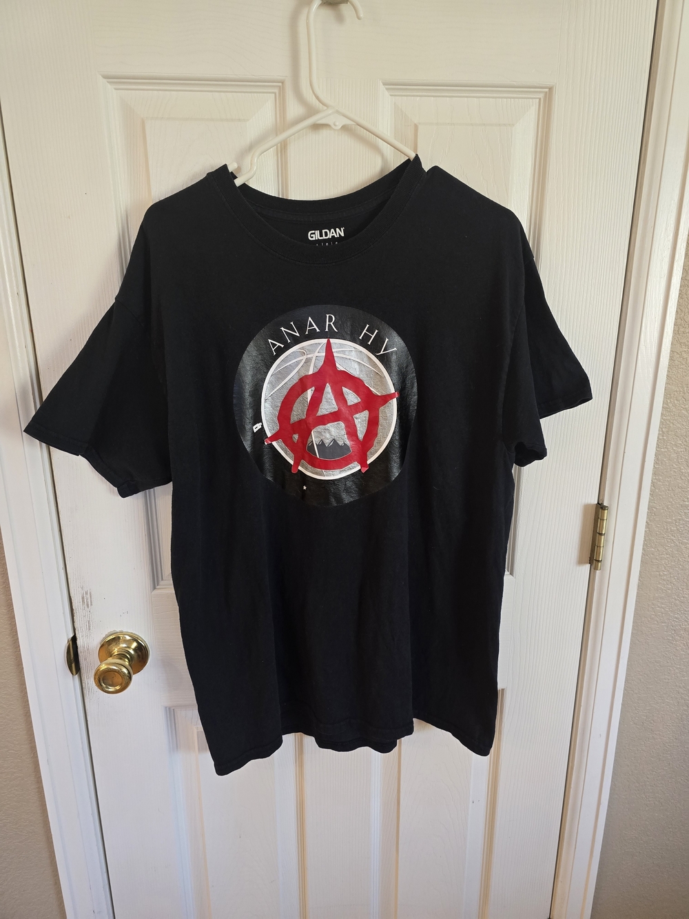 Gildan Black Crewneck Tee with White Printed Label